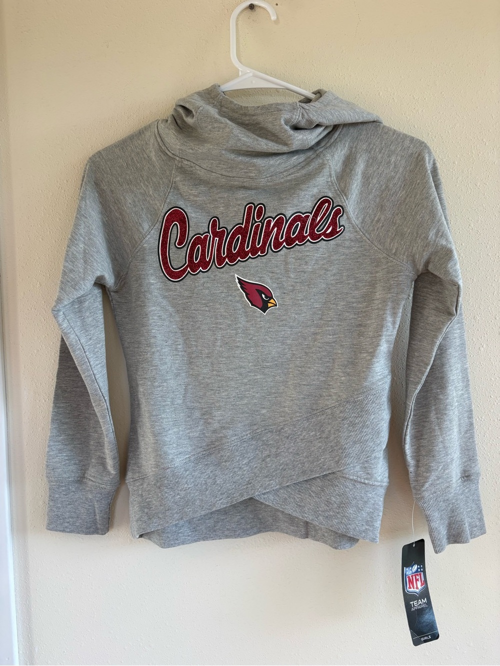 NFL Team Apparel Arizona Cardinals Gray Pullover Hoodie Youth S New w/ Tags